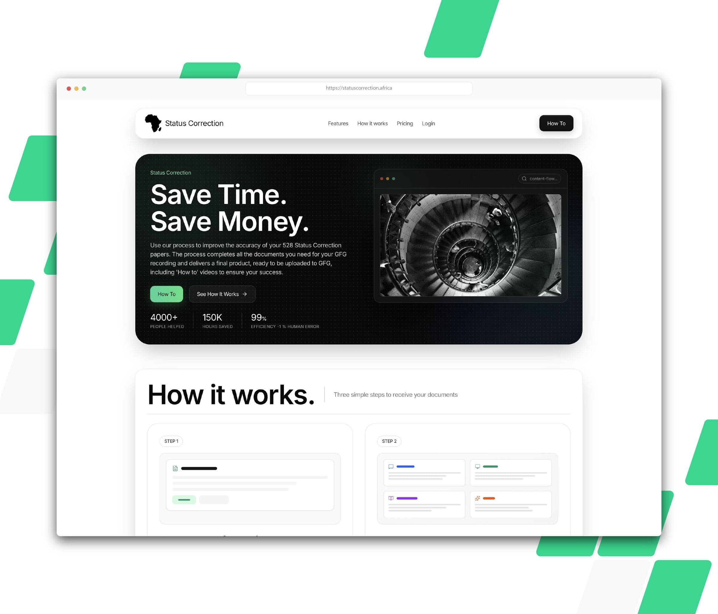 Status Correction Africa document platform built by Faseelus